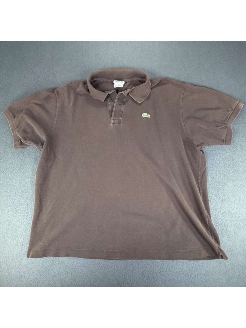 VTG Lacoste Brown Preppie Alligator Polo Mens Sz 7/XL  **Missing Button**